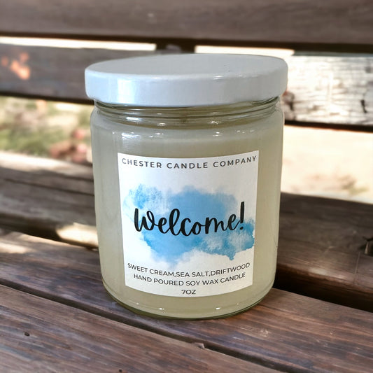 Welcome Card Candle
